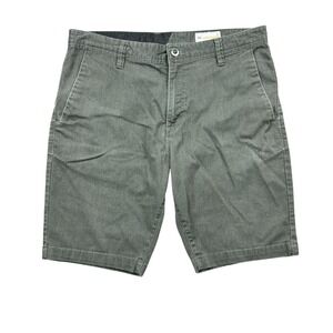 Volcom Shorts Mens 34 Gray 10" Casual Chino Flat Front Summer Skater Surfer Y2K